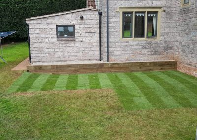Patio removal, turfing and sleeper work in East Harptree