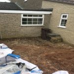 Patio and sleeper steps in withies park, Midsomer Norton