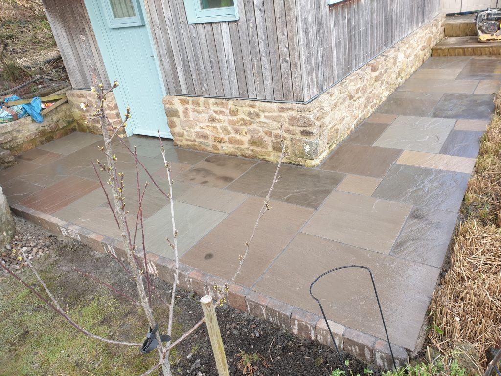 Autumn brown sandstone patio, Coleford guest house.