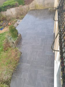 Stunning Anthracite Mixed Size Porcelain Patio Installation in Westfield - View Our Impeccable Workmanship!